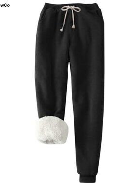 Sherpa Lined Fleece Sweatpants Winter Warm Joggers with Pockets
